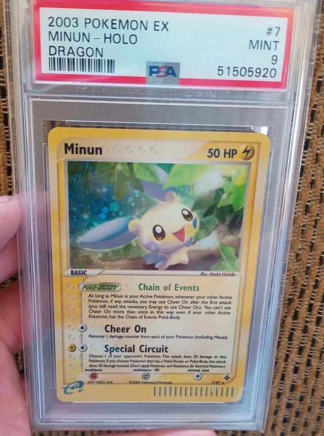 Pokemon Card EX Dragon #7 Minun Holo Rare 2003 Vintage WOTC MINT PSA 9 
