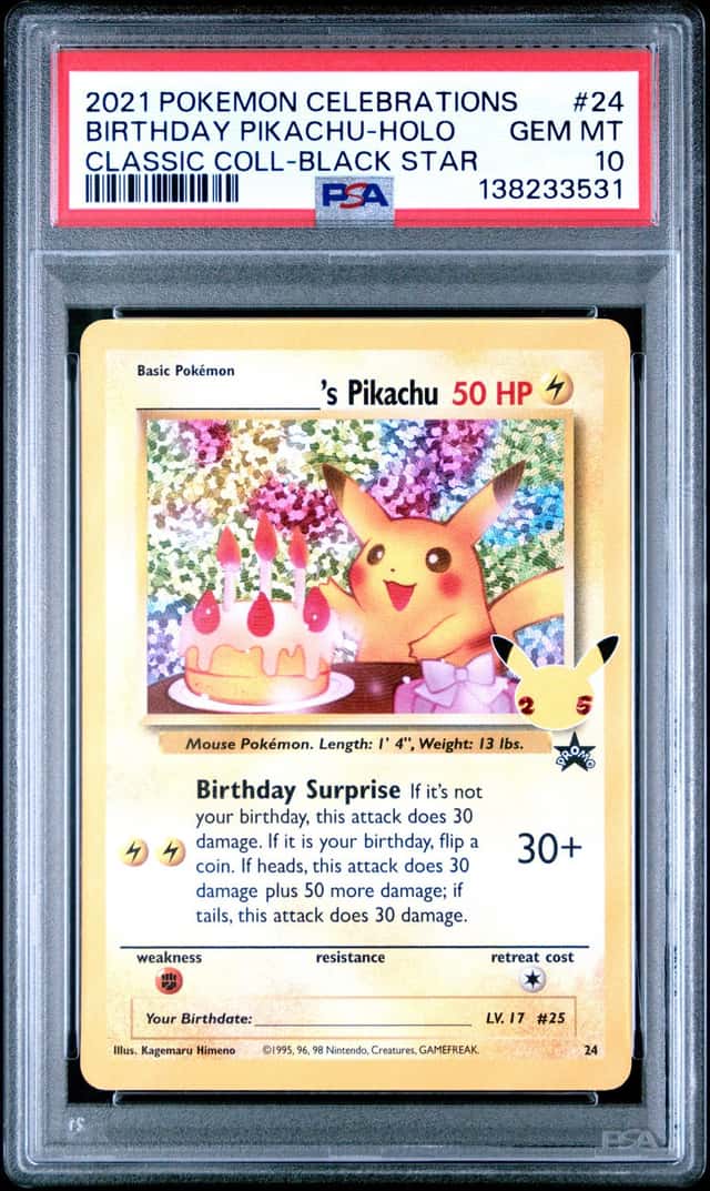 BIRTHDAY PIKACHU 2021 POKEMON CELEBRATIONS CLASSIC COLL #24 BSP PSA 10 Q3963-7