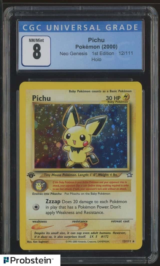 2000 Pokemon Neo Genesis 1st Edition 12/111 Pichu Holo CGC 8 NM-MINT