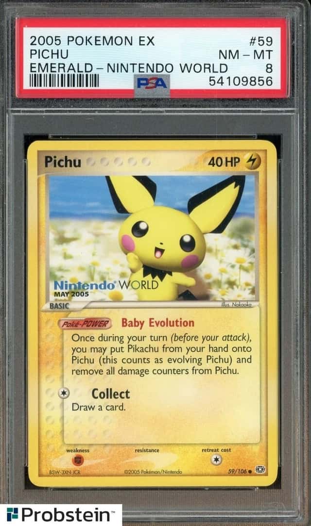 2005 Pokemon EX Emerald Nintendo World #59 Pichu PSA 8 NM-MT