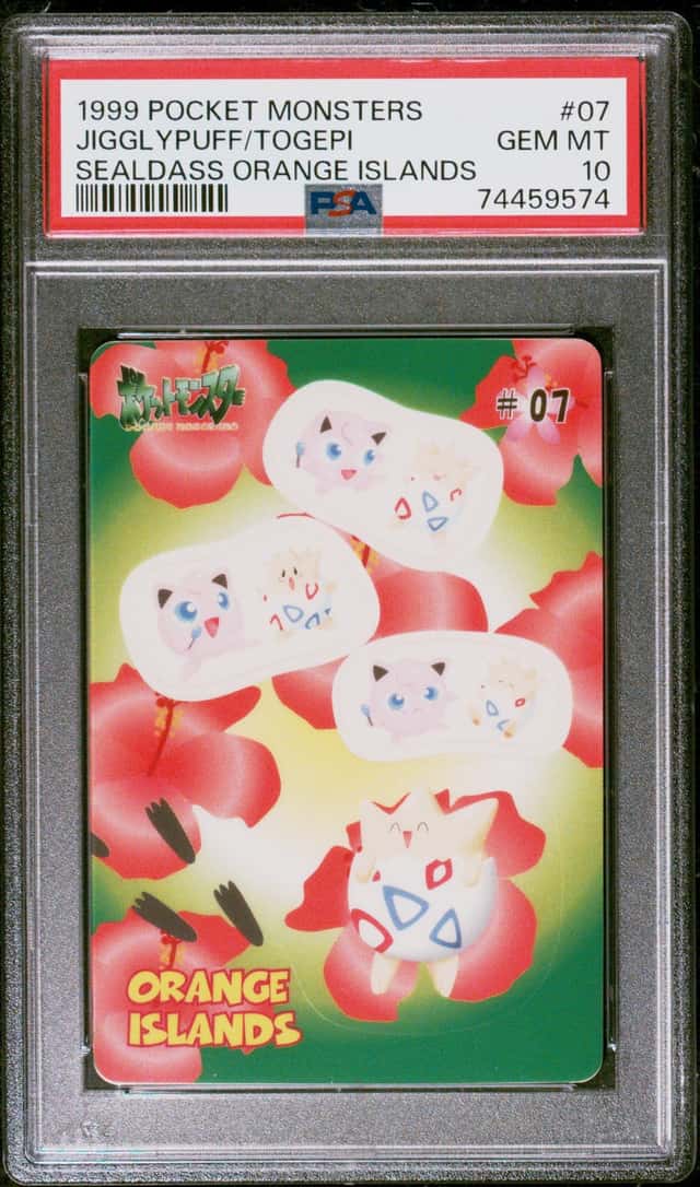 1999 POCKET MONSTERS SEALDASS ORANGE ISLANDS 07 JIGGLYPUFF/TOGEPI POKEMON PSA 10