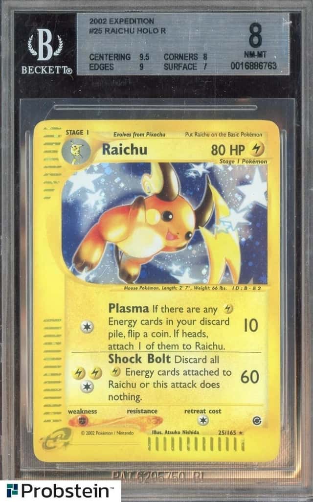 2002 Pokemon Expedition #25 Raichu Holo R BGS 8 NM-MT