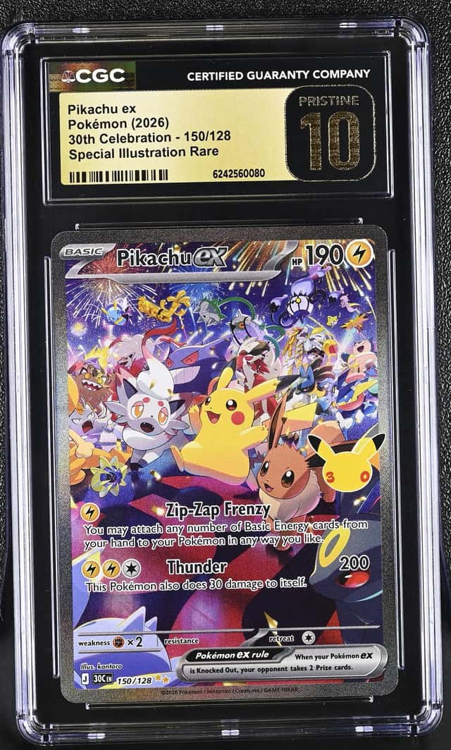 2026 Pokemon 30th Celeb Pikachu ex Special Illustration Rare #150/128 CGC 10