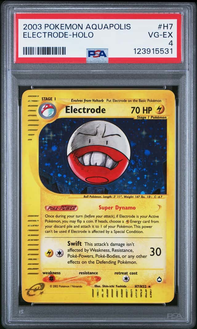 Electrode Aquapolis Holo Rare H07/H32 2003 English Pokémon TCG PSA 4