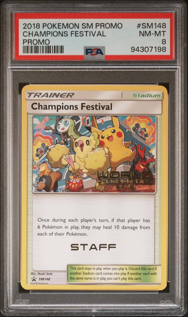 PSA 8 STAFF Pikachu Champions Festival 2018 SM78 World Championships Promo