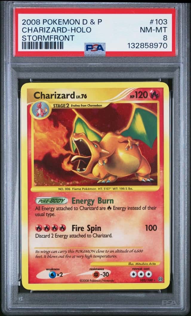 2008 POKEMON DIAMOND & PEARL STORMFRONT #103 CHARIZARD-HOLO PSA 8