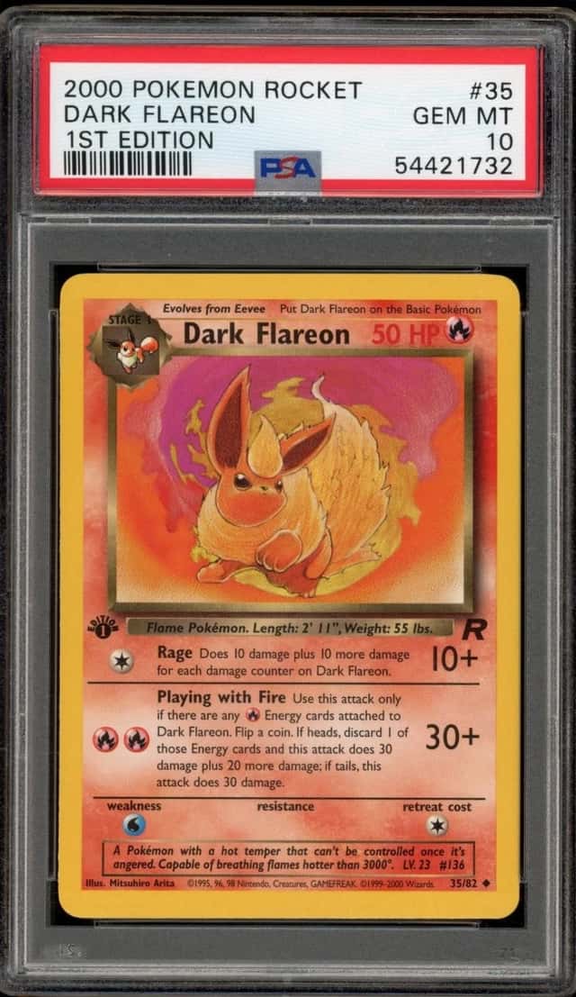 Pokemon Dark Flareon Team Rocket 35 1st Edition PSA 10 Gem Mint
