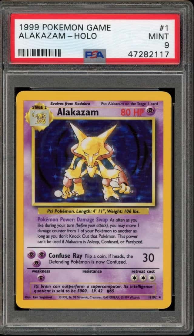 Pokemon Alakazam Holo Base Set Unlimited 1/102 PSA 9 Mint