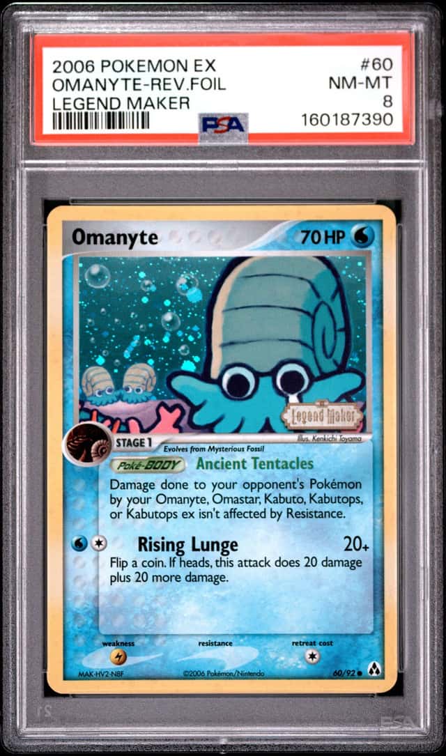 Pokemon Omanyte Reverse Holo Legend Maker 60/92 PSA 8