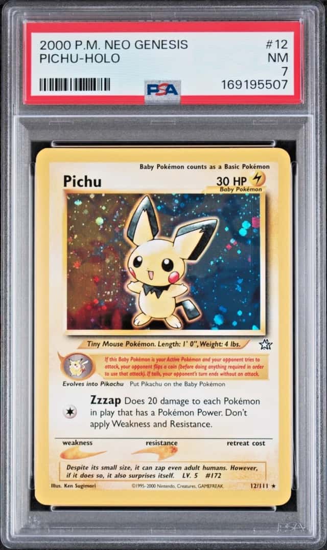 Pokemon TCG - 2000 Pichu 12/111 Neo Genesis Holo PSA 7