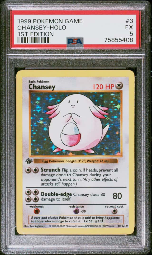 Chansey Pokemon Game 1st Edition Holo 3/102 English PSA 5
