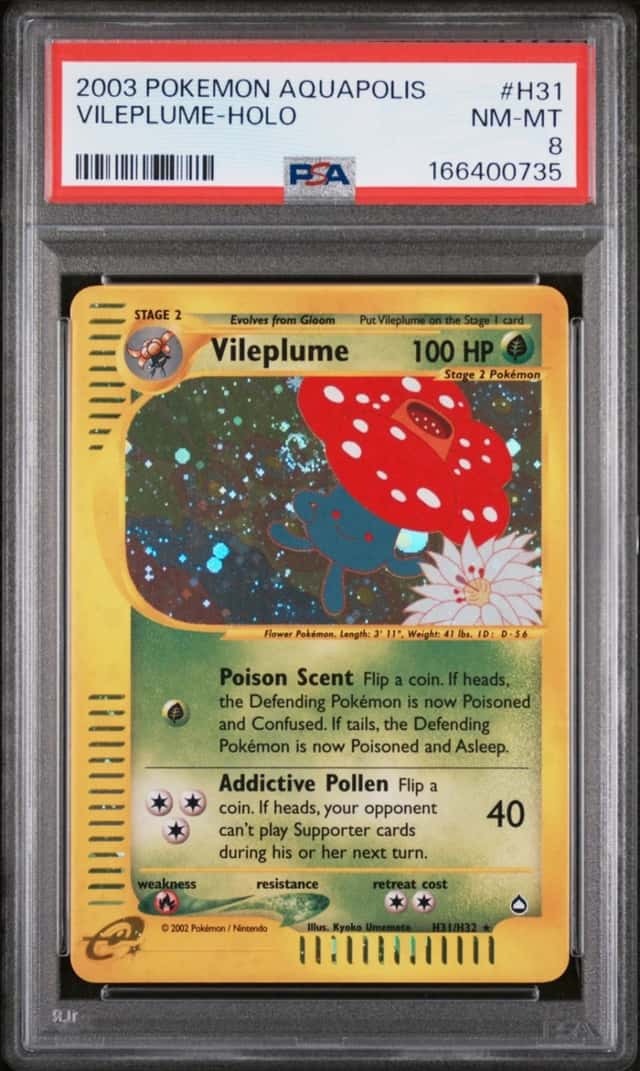 2003 POKEMON AQUAPOLIS #H31 VILEPLUME-HOLO PSA 8