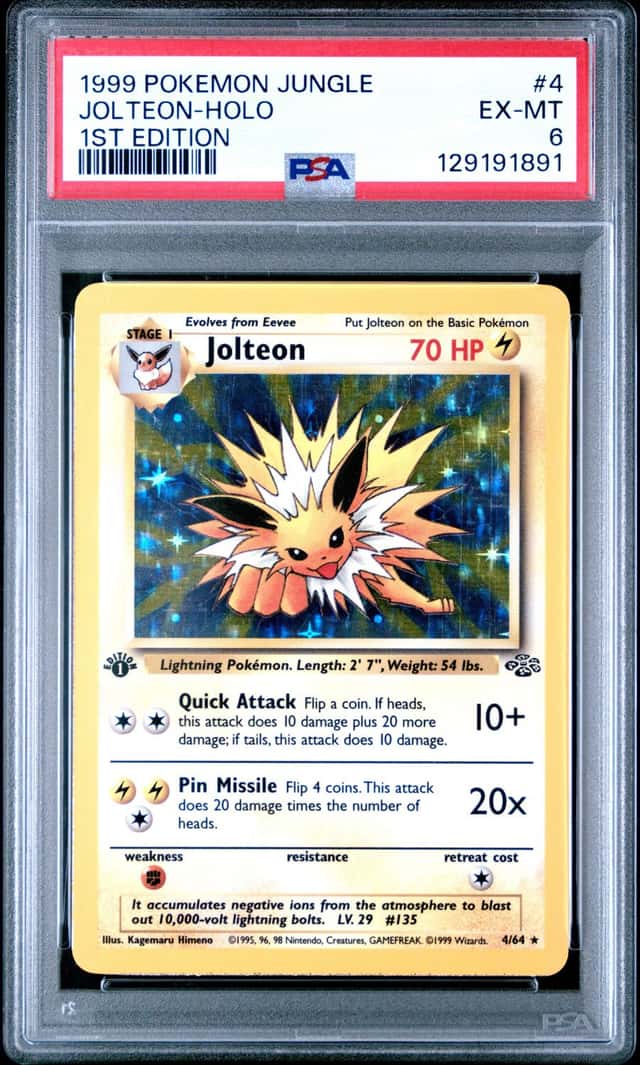 1999 Pokemon Jungle 1st Edition Jolteon Rare Holo #4/64 PSA 6