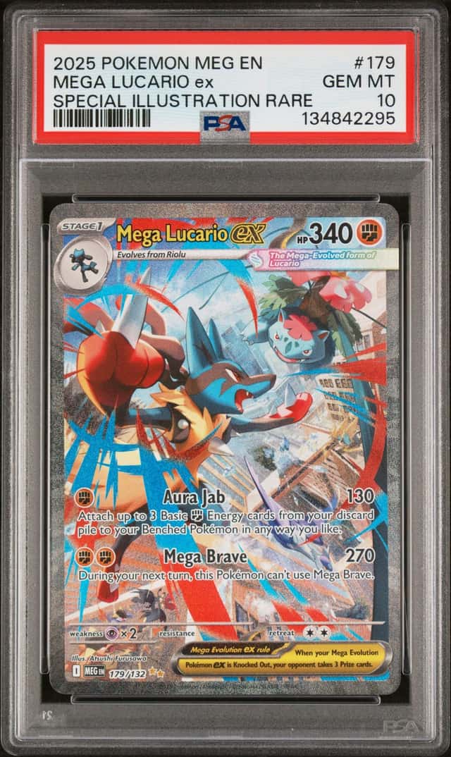 Pokemon 2025 MEG EN Mega Lucario ex 179/132 ME01 SIR Holo PSA 10