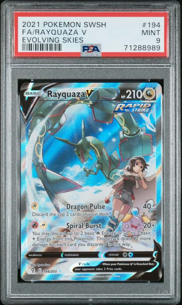 RAYQUAZA V 2021 POKEMON EVOLVING SKIES 194/203 FULL ART PSA 9 Q3963-7