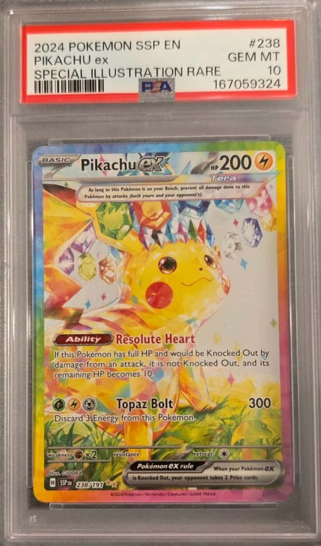 2024 POKEMON PIKACHU ex SPECIAL ILLUSTRATION RARE EN-SURGING SPARKS #238 PSA 10