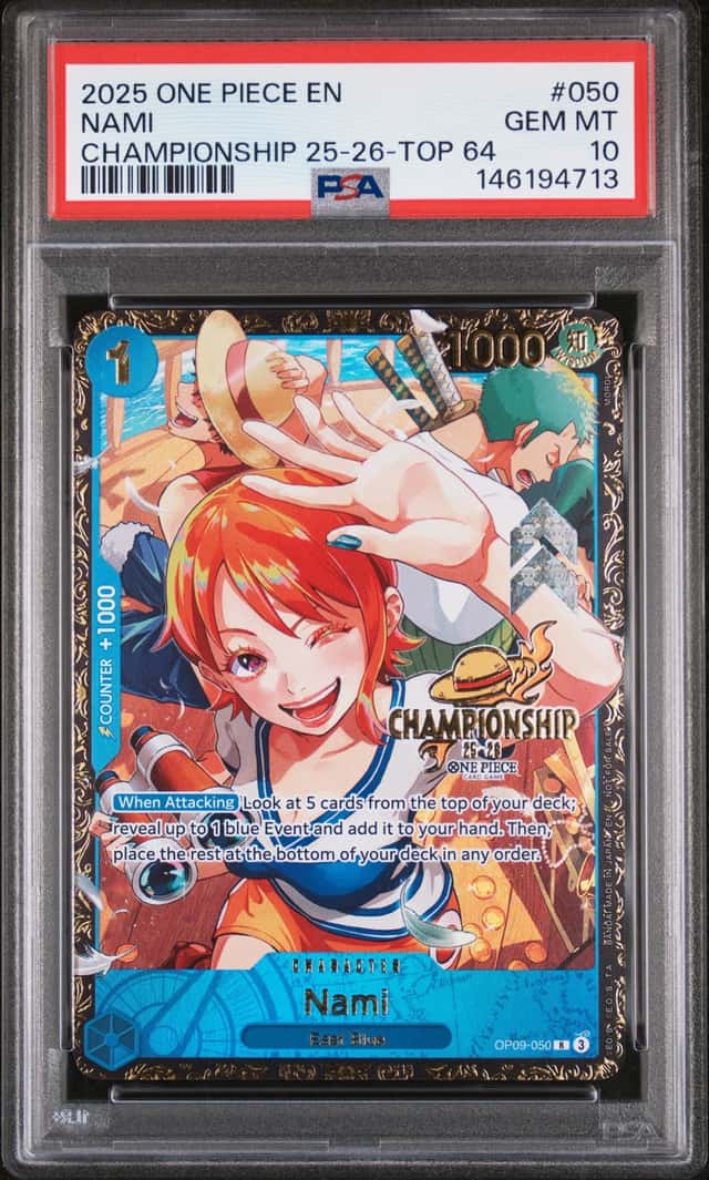 2025 One Piece Championship 25-26 Nami Top 64 Prize #OP09-050 PSA 10 GEM MINT