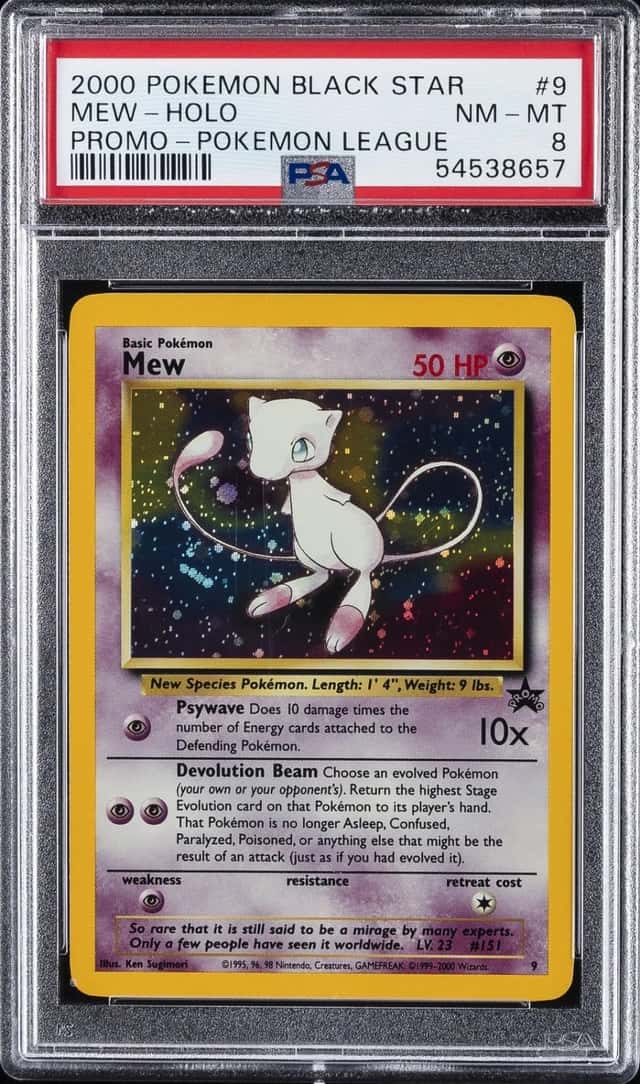 2000 POKEMON PROMO BLACK STAR POKEMON LEAGUE #9 MEW-HOLO PSA 8