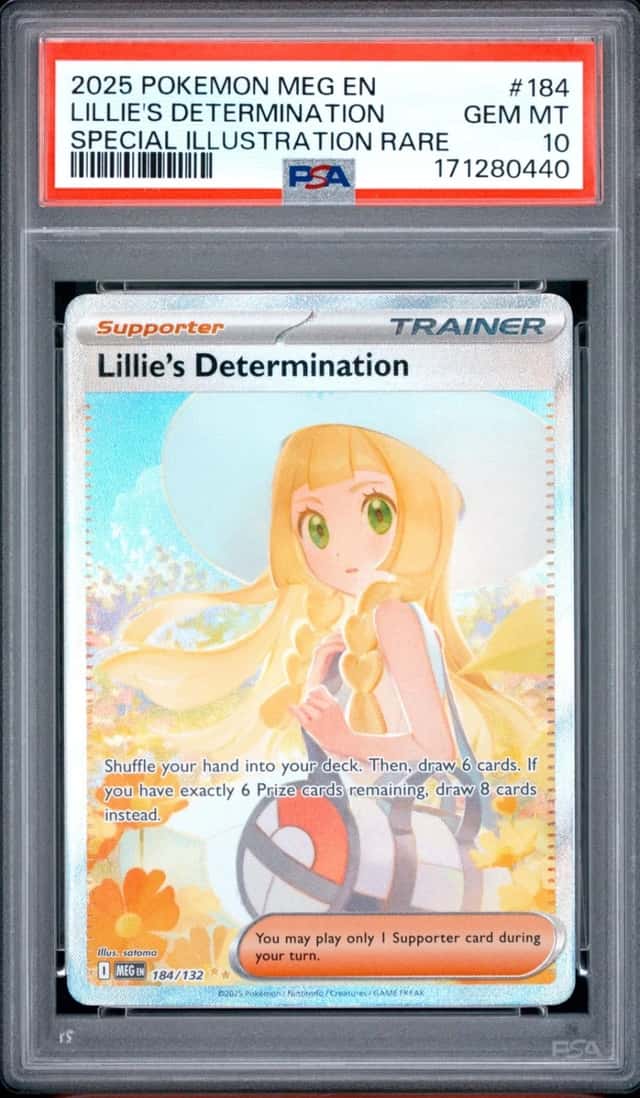 2025 POKEMON MEG SPECIAL ILLUSTRATION RARE #184 LILLIE'S DETERMINATION PSA 10