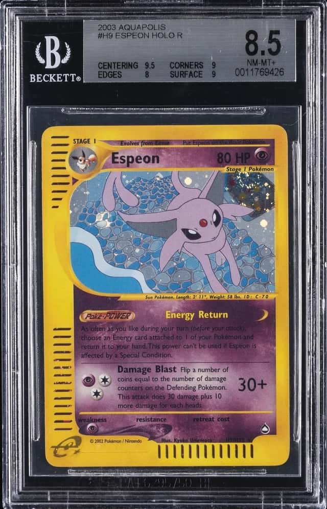 2003 POKEMON AQUAPOLIS #H9 ESPEON-HOLO BGS 8.5