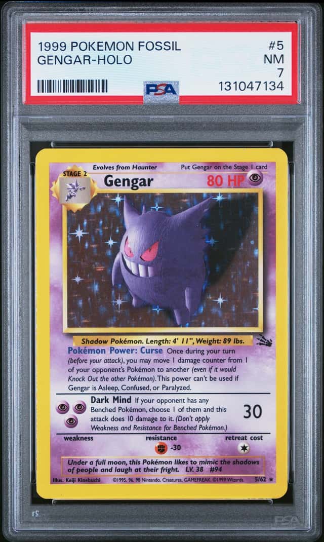 Pokemon 1999 Gengar 5/62 Holo Fossil PSA 7