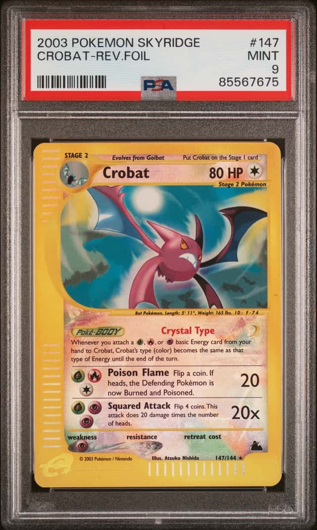 Pokemon Crobat Crystal Reverse Holo Skyridge 147/144 PSA 9 Mint