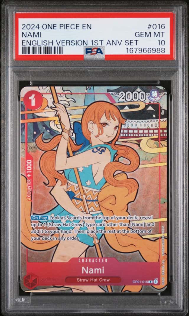 One Piece Nami English Version 1st Anniversary Set 016 PSA 10 Gem Mint