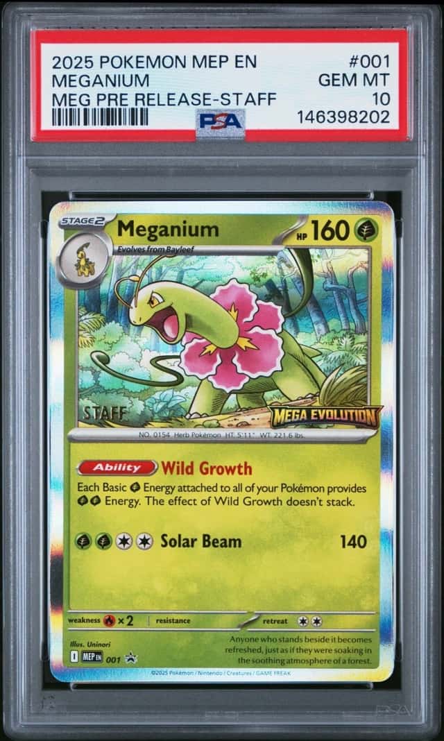 Pokemon Meganium Black Star Promo 001/132 Mega Evolution Prerelease-Staff PSA 10