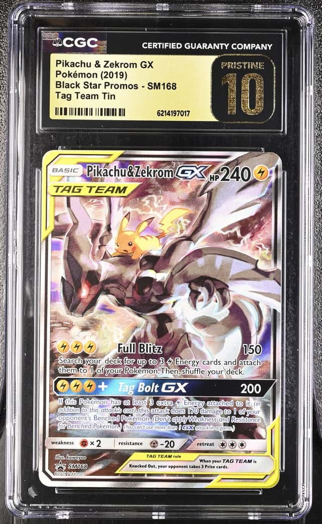 Pokemon Pikachu & Zekrom Gx Black Star Promos SM168 Tag Team Tin CGC 10 Pristine