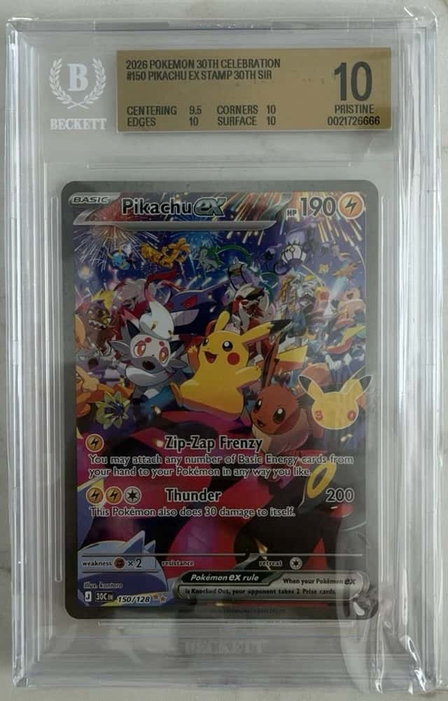 Pokemon Pikachu ex - 150/128 - ME: 30th Celebration (30C) BGS 10