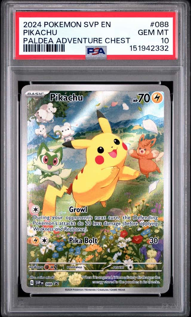 Pikachu (Paldea Adventure Chest) Holo Pokémon Scarlet & Violet Black Star PSA 10