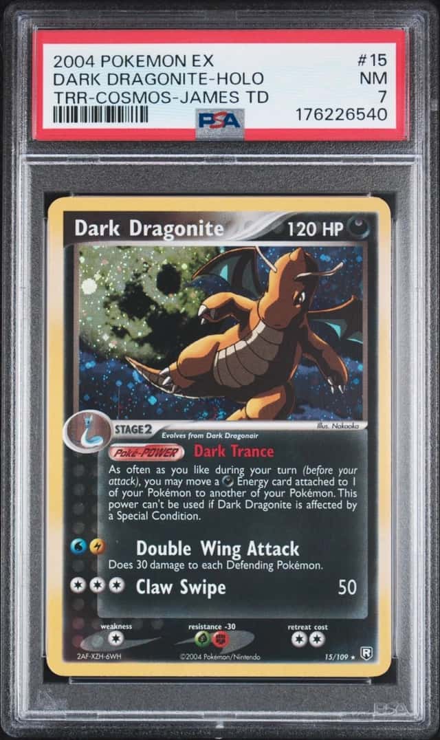 2004 POKEMON EX TEAM ROCKET RETURNS #15 DARK DRAGONITE-HOLO PSA 7