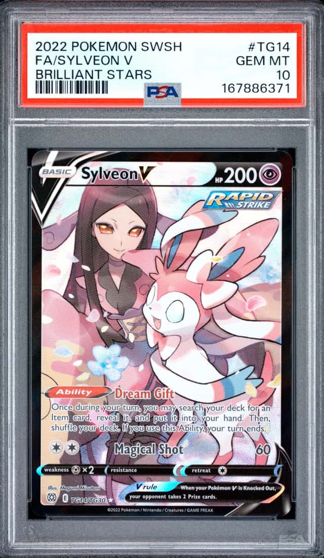 2022 POKEMON SWORD & SHIELD BRILLIANT STARS #TG14 FULL ART/SYLVEON V PSA 10