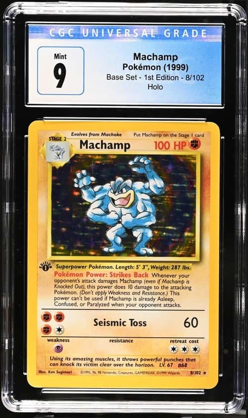 1999 POKEMON BSET SET 1ST EDITION #8/102 MACHAMP HOLO CGC 9