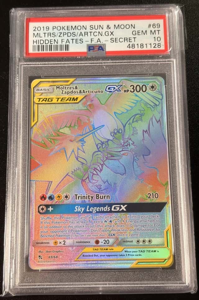 2019 Pokemon Hidden Fates #69 Moltres Zapdos Articuno GX Secret PSA 10