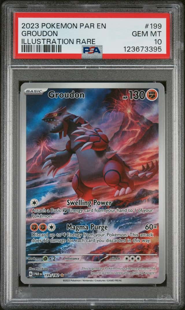 GROUDON 2023 POKEMON PARADOX RIFT 199/182 ILLUSTRATION RARE PSA 10 Q3963-7