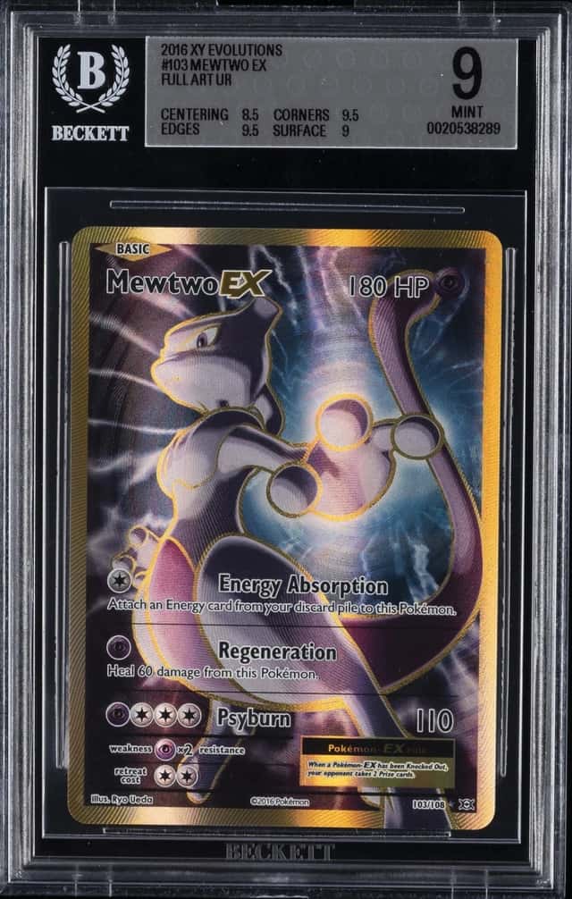 2016 POKEMON XY EVOLUTIONS #103 FULL ART/MEWTWO EX BGS 9