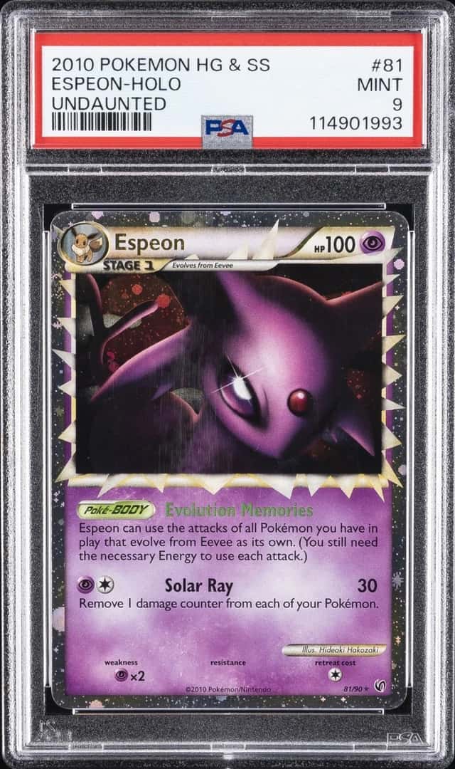 2010 POKEMON HEARTGOLD & SOULSILVER UNDAUNTED #81 ESPEON-HOLO PSA 9
