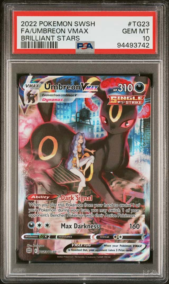 UMBREON VMAX 2022 POKEMON BRILLIANT STARS TG23/TG30 FULL ART PSA 10 Q3963-7