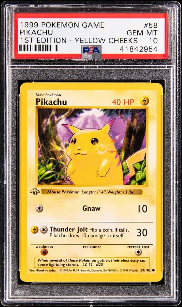 1999 Pokemon Base Set 1st Edition #58 Yellow Cheeks Pikachu - PSA GEM MT 10