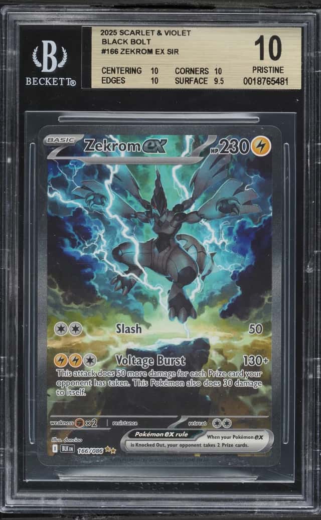 2025 Pokemon Scarlet & Violet Black Bolt SIR Zekrom EX #166 BGS 10 PRISTINE