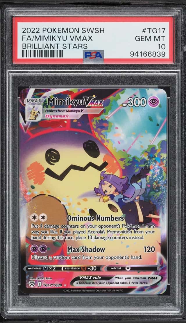 2022 Pokemon Sword & Shield Brilliant Stars CHR Mimikyu VMAX #TG17 PSA 10 GEM MINT