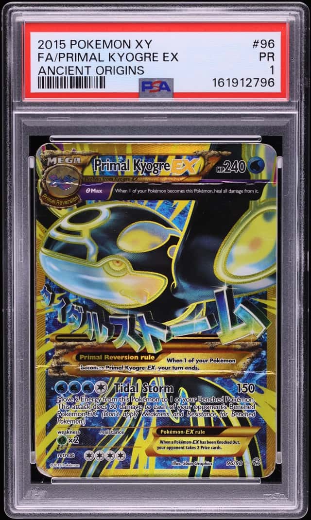 2015 Pokemon XY Ancient Origins Full Art Primal Kyogre Ex #96 PSA 1 PR