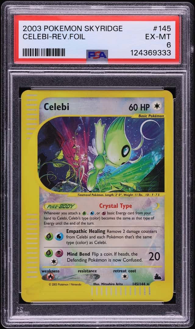 2003 Pokemon Skyridge Reverse Holo Crystal Celebi #145 PSA 6 EXMT