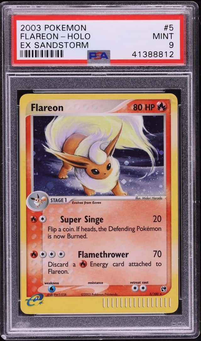 2003 Pokemon EX Sandstorm Holo Flareon #5 PSA 9 MINT