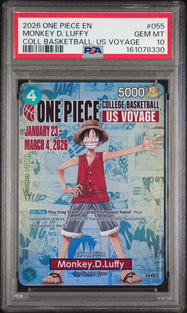 2026 One Piece EN College Basketball US Voyage #055 Monkey D Luffy PSA 10