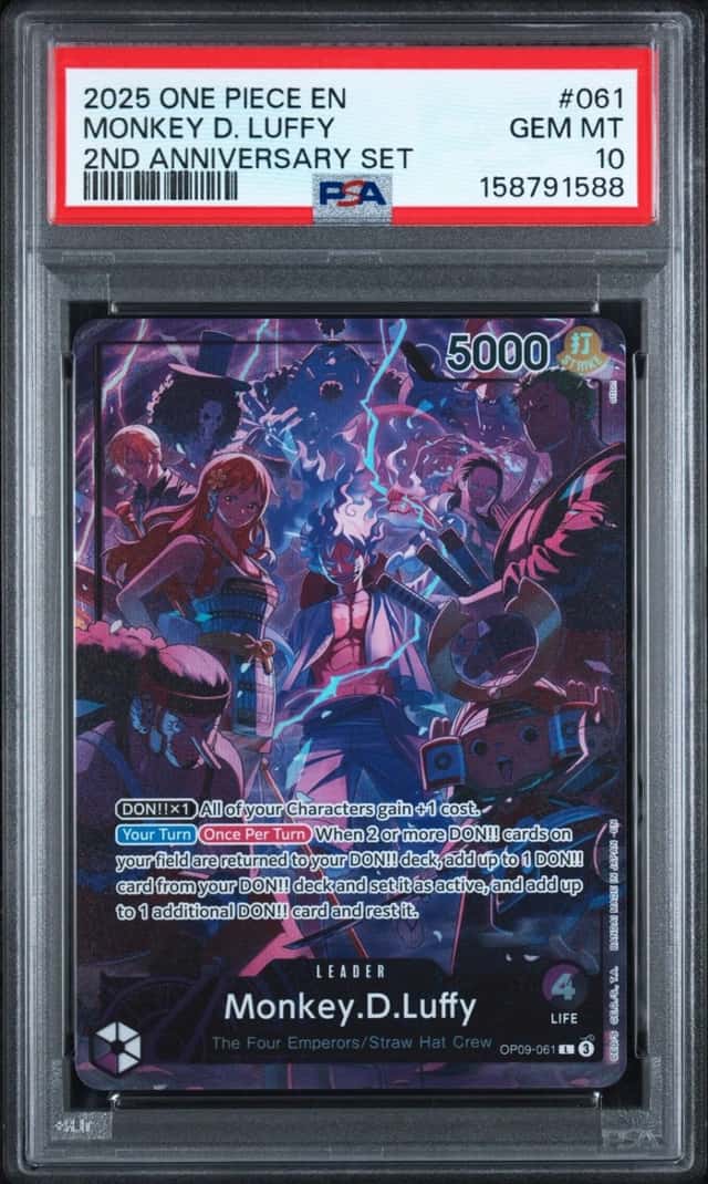 2025 ONE PIECE ENGLISH VERSION 2ND ANNIVERSARY SET #061 MONKEY D. LUFFY PSA 10