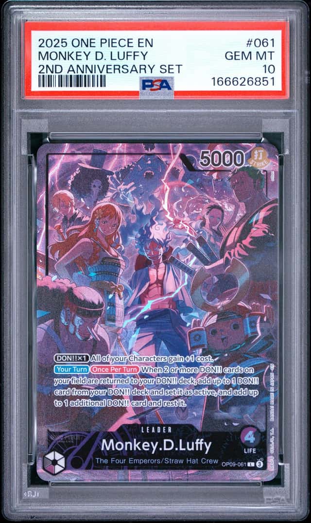 2025 One Piece 2nd Anniversary Monkey D Luffy Leader #OP09-061 PSA 10 (51)