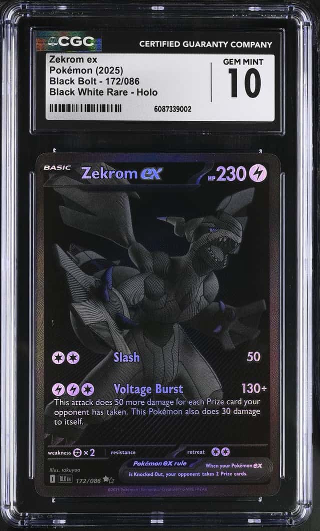Pokemon Zekrom ex 172/086 Sv: Black Bolt Holo CGC 10 GEM MINT