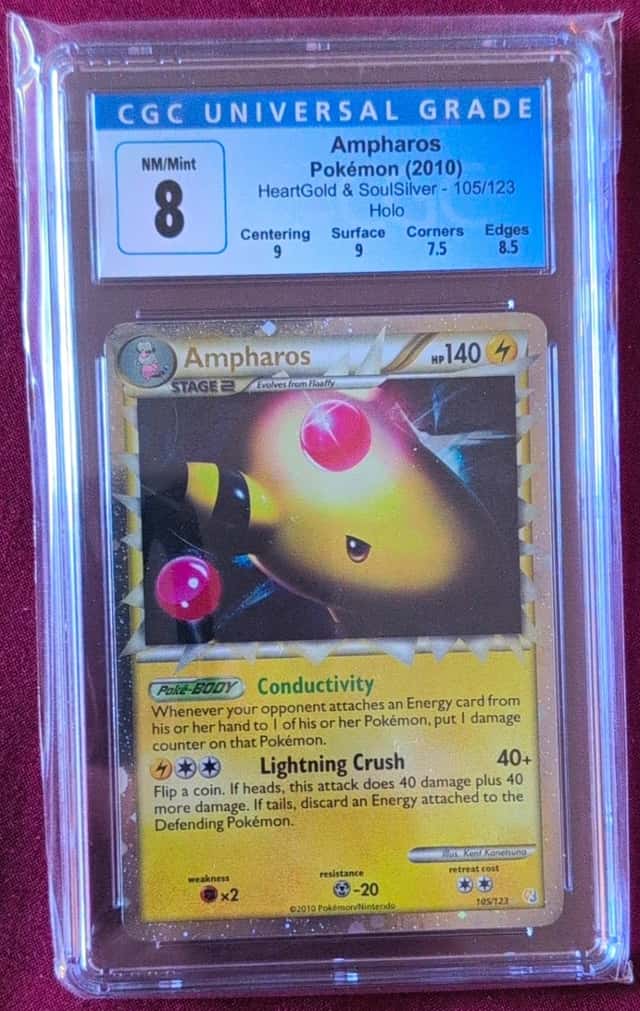 CGC 8 Ampharos Holo 105/123 HeartGold & SoulSilver 2010 Pokemon TCG English